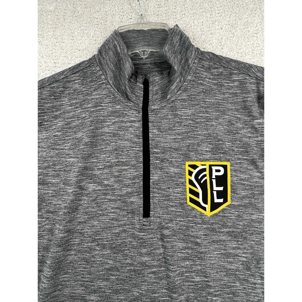 Champion Shirt Mens M Premier Lacrosse League PLL Quarter Zip Gray Long Sleeve